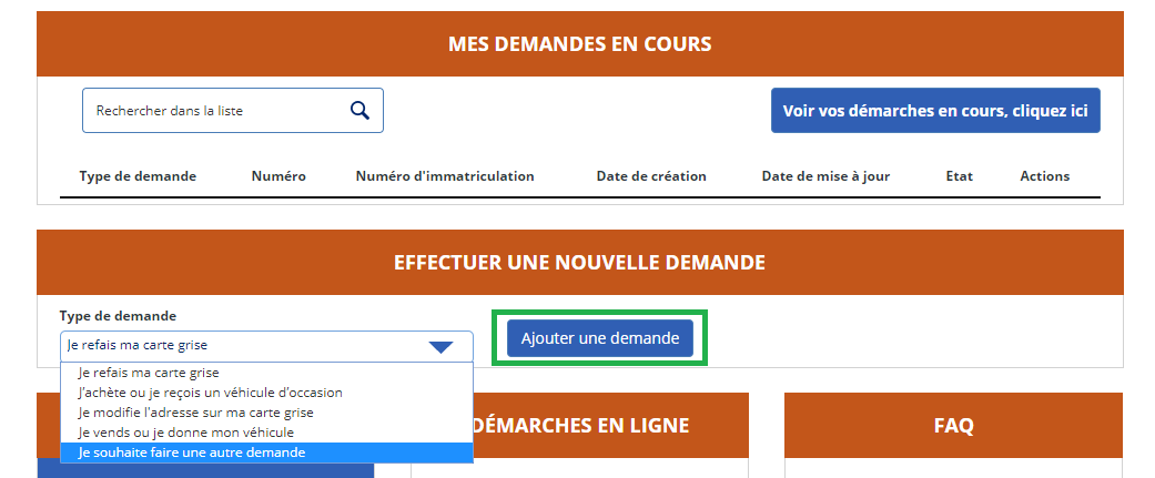 Ajouter une demande | How do I register my vehicle on the ANTS website? | EUROCOC