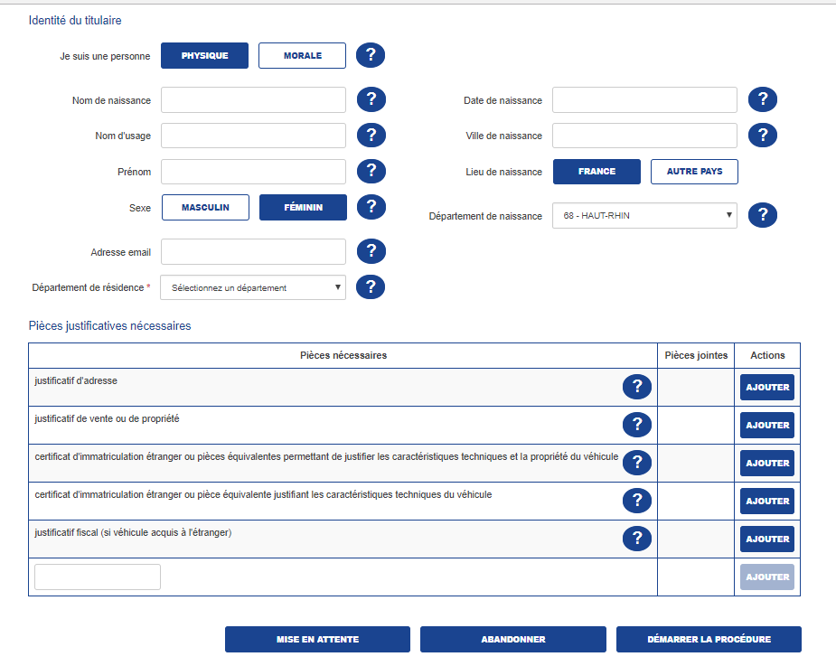 Identite du titulaire | How do I register my vehicle on the ANTS website? | EUROCOC