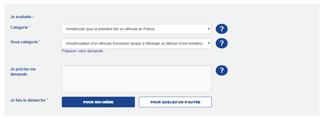 Je precise ma demande | How do I register my vehicle on the ANTS website? | EuroCoc
